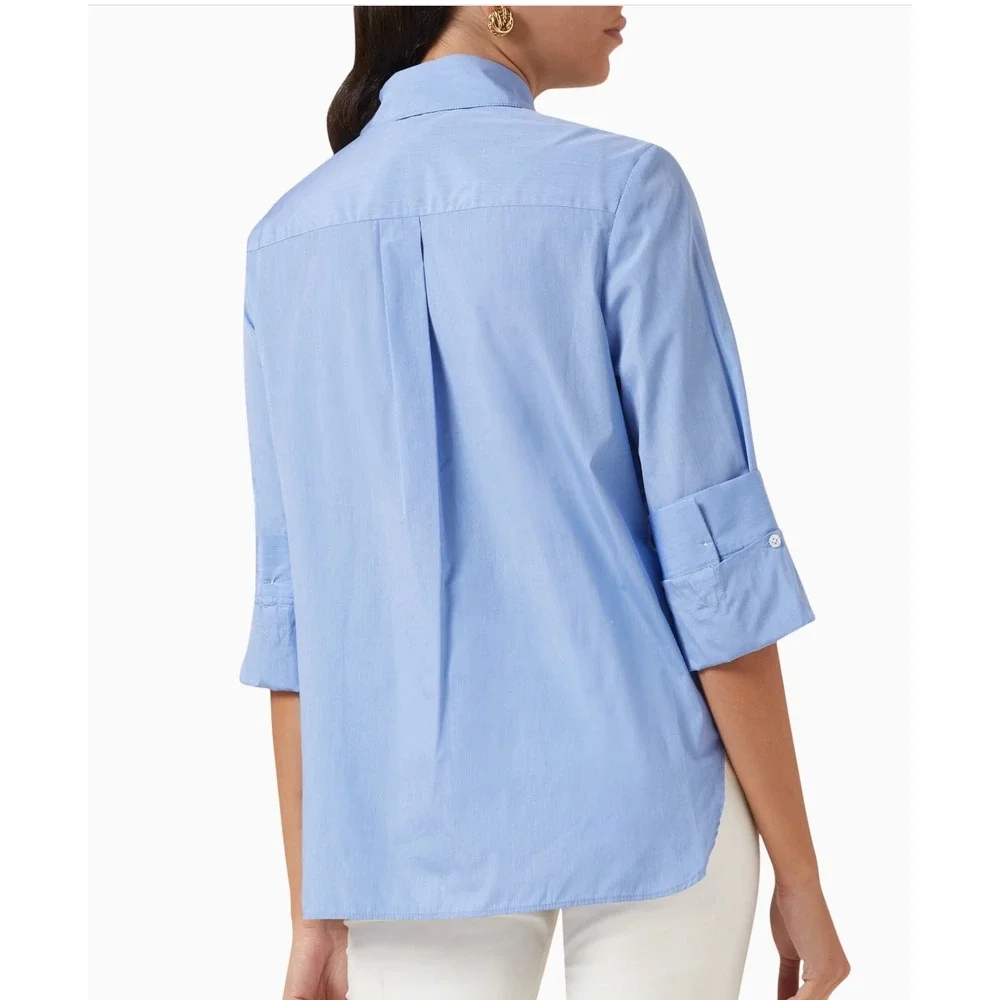 TWP Blue Ex-Boyfriend Button Down Shirt Italian Cotton XS Oversize Luxury Office - Picture 2 of 13